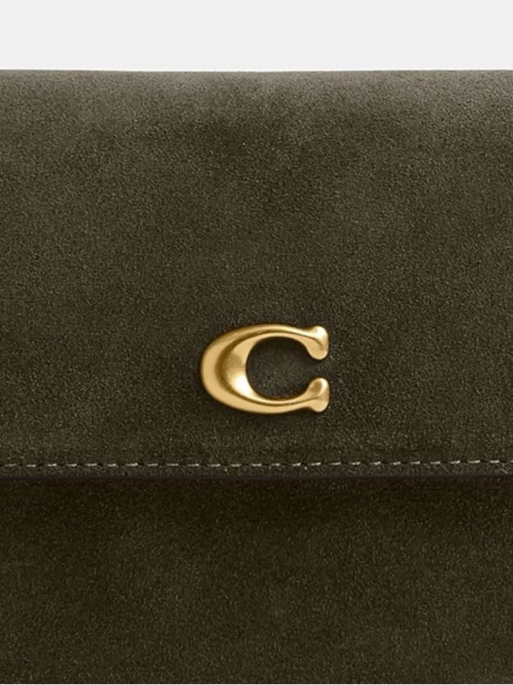 Coach Olive Green Suede Shoulder Bag with Gold Hardware